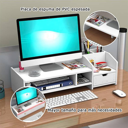 Soporte Para Monitor De Escritorio De 2 Niveles Con Cajon
