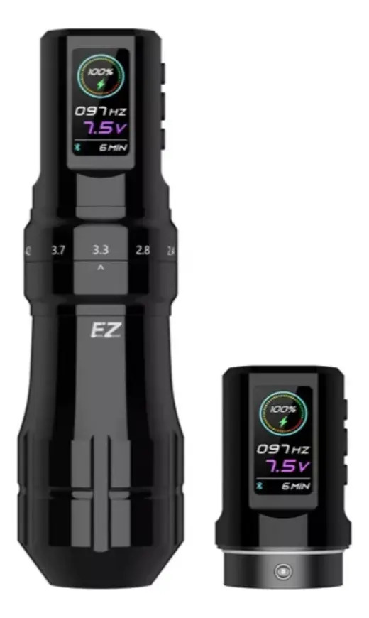 Máquina de Tatuaje Inalámbrica Ez P3 Pro Negr con 2 Baterías y Pantalla OLED