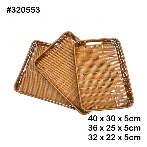 Set 3 Canasta De Plastico Trenzado Rectangular 40cm #320553