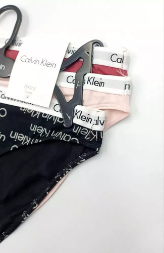 Calvin Klein Set 3 Calzon Bikini Logo Algodón Mujer Original