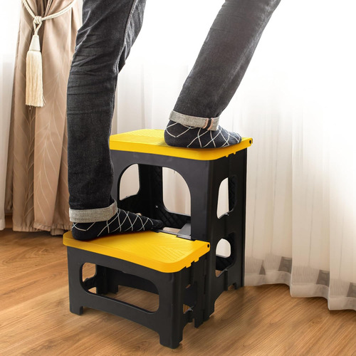 Taburete Plegable De 2 Escalones, Reposapiés Portátil Antide