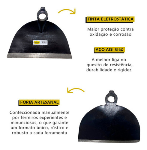 Par Enxada Larga Goivada Amolada Forjada Artesanal Tarza 1,5