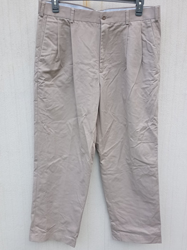 Pantalón Vestir Hombre Beige Talle Grande Amplio 