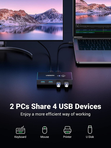 Usb Hub Switch 3.0 4 Puertos 2 Entradas Y 4 Salidas