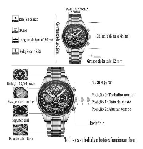 Imagen 5 de 6 de Nibosi Relojes Hombre Impermeable Fecha 2385 Azul