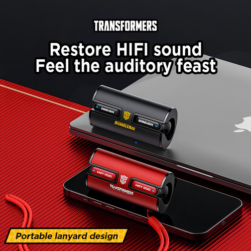 Fones de ouvido intra-auriculares para jogos sem fio Transformers TF-T02 TF-T02 vermelhos com luz LED
