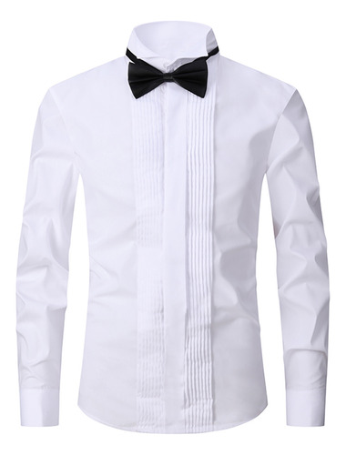 Camisa De Vestir En Forma De J Para Hombre, Cuello De Esmoqu