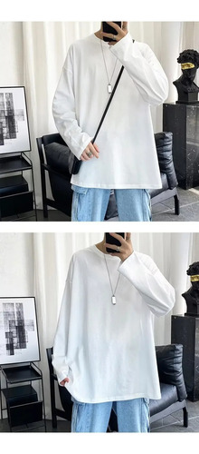 Playera Casual De Cuello Redondo Y Manga Larga Para Hombre