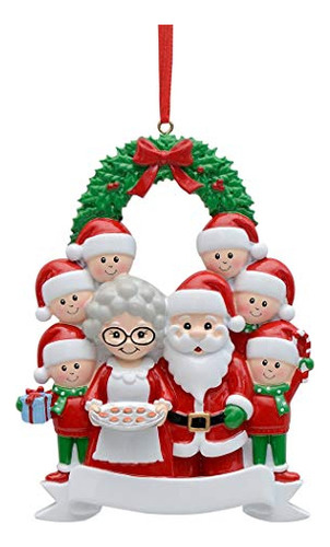 Familia De 8 Adornos Navideños Personalizados De Papá Noel