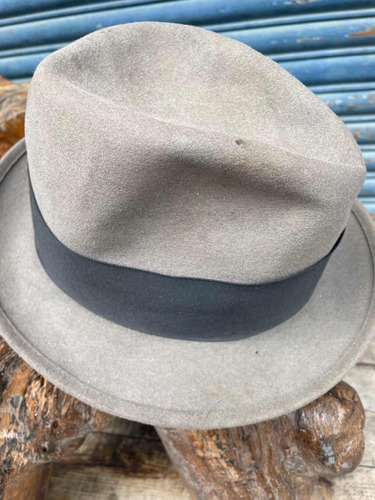 Sombrero Stetson Usado Fedora Gris 58 Cm