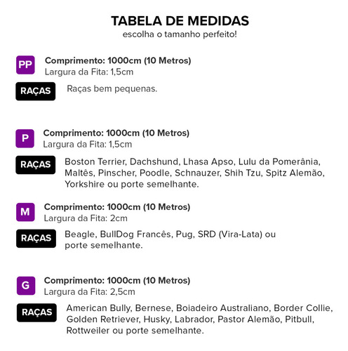 Coleira Guia 10 Metros Para Cães Cachorro Adestramento Passeio Tamanho P Porte Pequeno Basic Pet Roxo