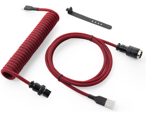 2 Cables Enrulados Para Teclado Usb C Y Usb Rojos