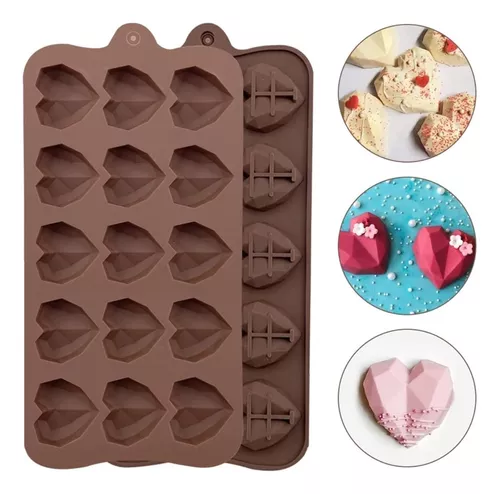 Molde de corazon para chocolate diamante moldes silicon silicona reposteria  2pcs