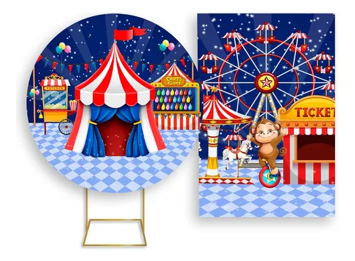 Painel de Festa em Tecido - Circo Desenho - Via Cores - Paineis de Festa