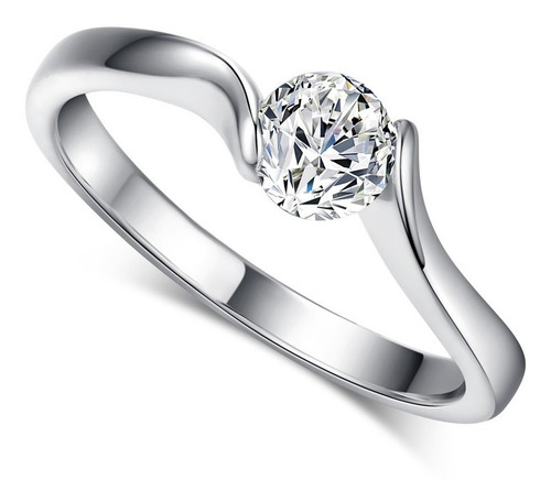 Imagen 4 de 10 de Anillo Compromiso Bañado Plata Zirconia Valentine