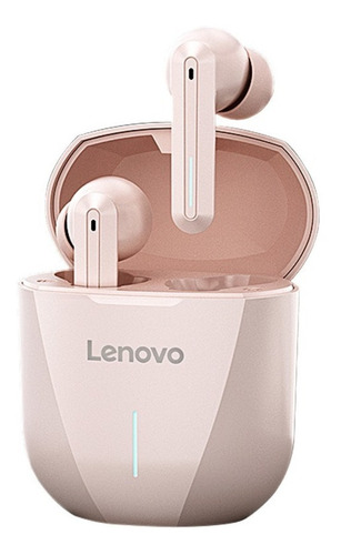 Audífono in-ear gamer inalámbrico Lenovo XG01 rosa con luz LED