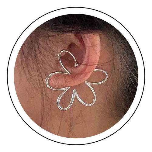 Andelaisi Boho Flor Ear Cuff Wrap Pendiente Plata Flor Cartí