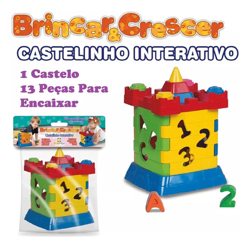 Castelinho Castelo Cubo Didático De Montar Com Peças Educativas Colorido
