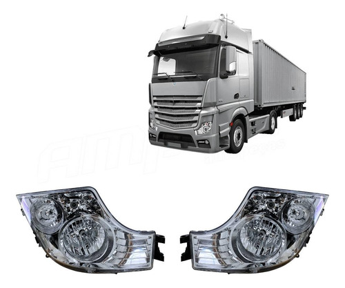 Par Farol Principal Compatível Mercedes Actros Mp4 Após 2020