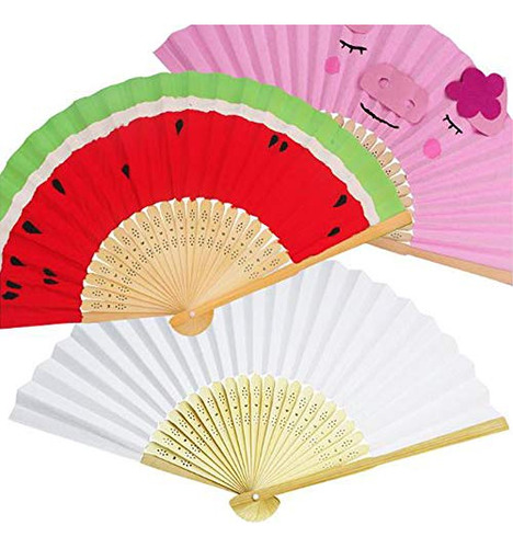 Abanico Blanco De Papel Plegable Woohome Abanico De Mano De