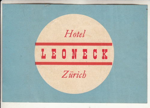 Antiguo Luggage De Hotel Leoneck Zurich Suiza Vintage 