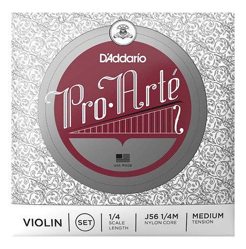 Daddario Cuerdas Violín 1/4 Nylon Proarte Para Medium