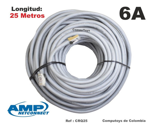 Imagen 3 de 6 de Cable De Red Rj45 Cat 6a Amp T-568b Ref: Crq25 Computoys Sas