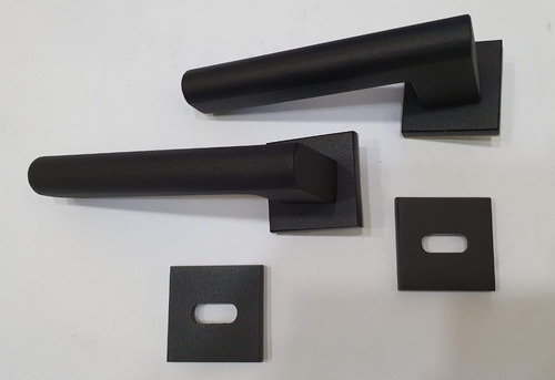 Imagen 3 de 7 de Picaporte Manija Doble Bal. Terra Ada Aluminio Ref. Negro