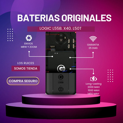 Bateria Pila Logic X40 1400mah  Original Unonu Tienda