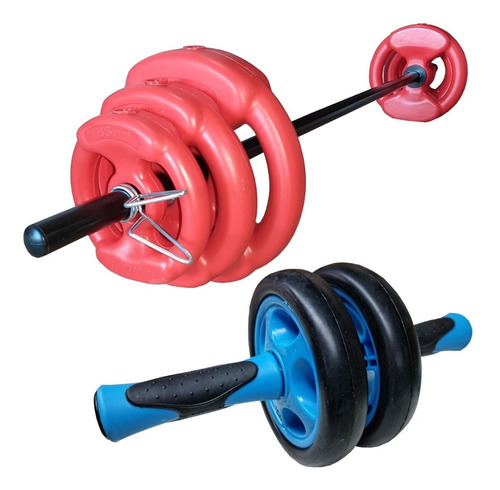 Kit Set 17 Kg Bsfit Discos C/ Agarre Pesas Barra Gym Combo