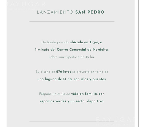 Barrio Privado San Pedro - Terrenos A La Laguna En Tigre / Nuevo Emprendimiento