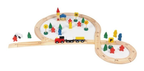Pista De Trenes De Madera 48 Piezas