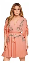 Comprar Vestido Para Dama Color Coral Con Bordado Cklass 972-61