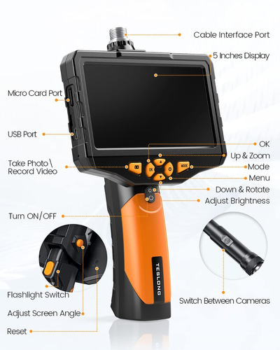 Camara Con Led Endoscopio A Prueba D Agua 3mts 2 Camaras