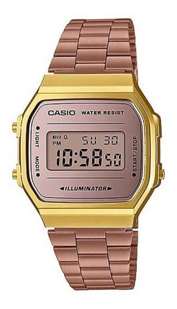 Relógio Casio Vintage Gold Digital Unissex A168wecm-5df