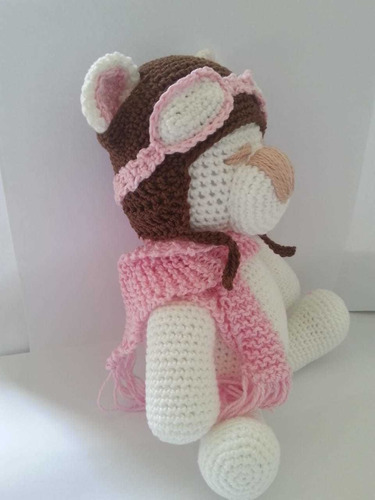 Imagem 2 de 12 de Ursinho De Croche Amigurumi Branco Baby 26cm Toy Art Newborn