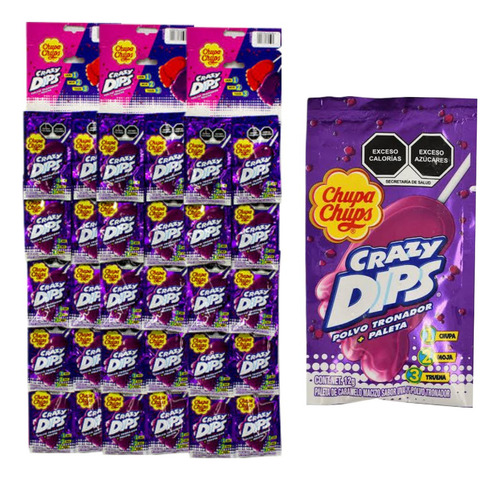 Paleta Pie Uva Polvo Tronador 120pz Crazy Dips Chupa Chups