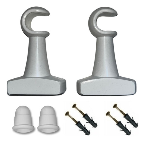 Par De Suporte Parede Simples 19mm P/ Varão De Cortina Pvc Branco