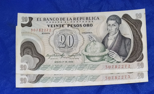 Billetes De 20 Peso Año 1983 Consecutivos Estado 9.5