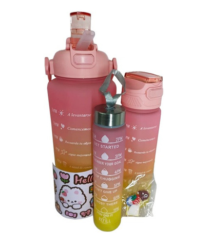 Botella De Agua Deportiva Motivacional 3 En 1 2l Bicolor