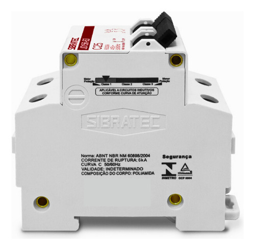 Kit 6peças Disjuntor Mini Bipolar 25a Curva C 6ka