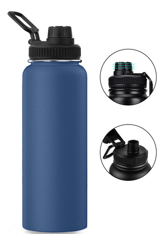 Garrafa Térmica 1200ml Bebidas Quentes E Frias Cor Azul-marinho Portátil Lsolamento De Aço Inoxidável 304 Térmico Antiderrapante
