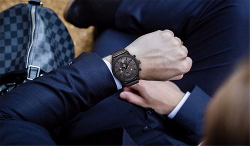 Relógio Masculino Curren Pulseira Em Couro Função Data Luxo