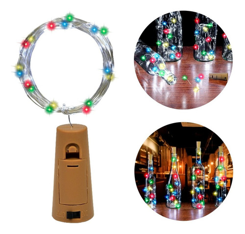 Corcho Tapon Para Botellas De Vino Cerveza Luz Led 2m 20 Led Color Multicolor