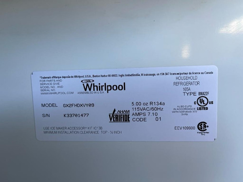 Imagen 6 de 7 de Refrigeradora Whirpool De 3 Puertas