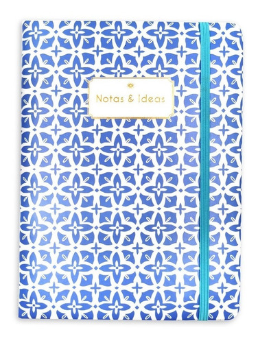 Cuaderno Cubierta Soft Touch Celeste Mosaico 96h Lisas 80grs