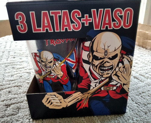 Robinsons Trooper Beer Box Iron Maiden 3 Latas Y 1 Vaso