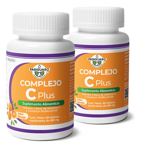 Complejo C Plus Naranja 60 Tabletas Masticables De 600 Mg