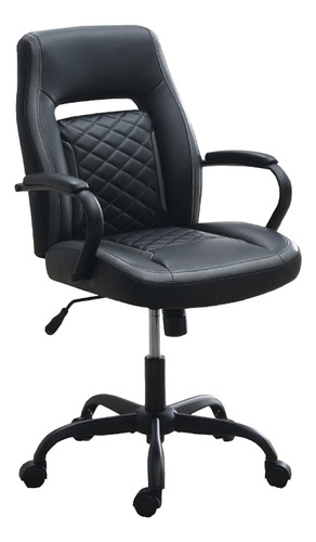 Silla De Oficina Tapizada Con Reposabrazos Acolchados, Negro