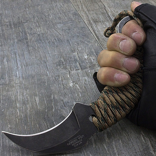 Imagen 3 de 5 de Cuchillo Kerambit Tactico Paracord Mtech Original Emol